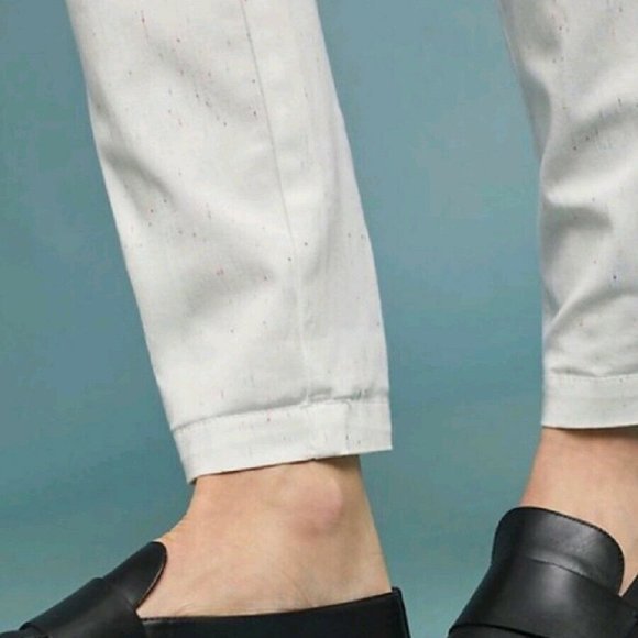 Anthropologie Chino Multi Speckled Raibow Splatter White Rolled up Pants Jeans - Picture 4 of 10